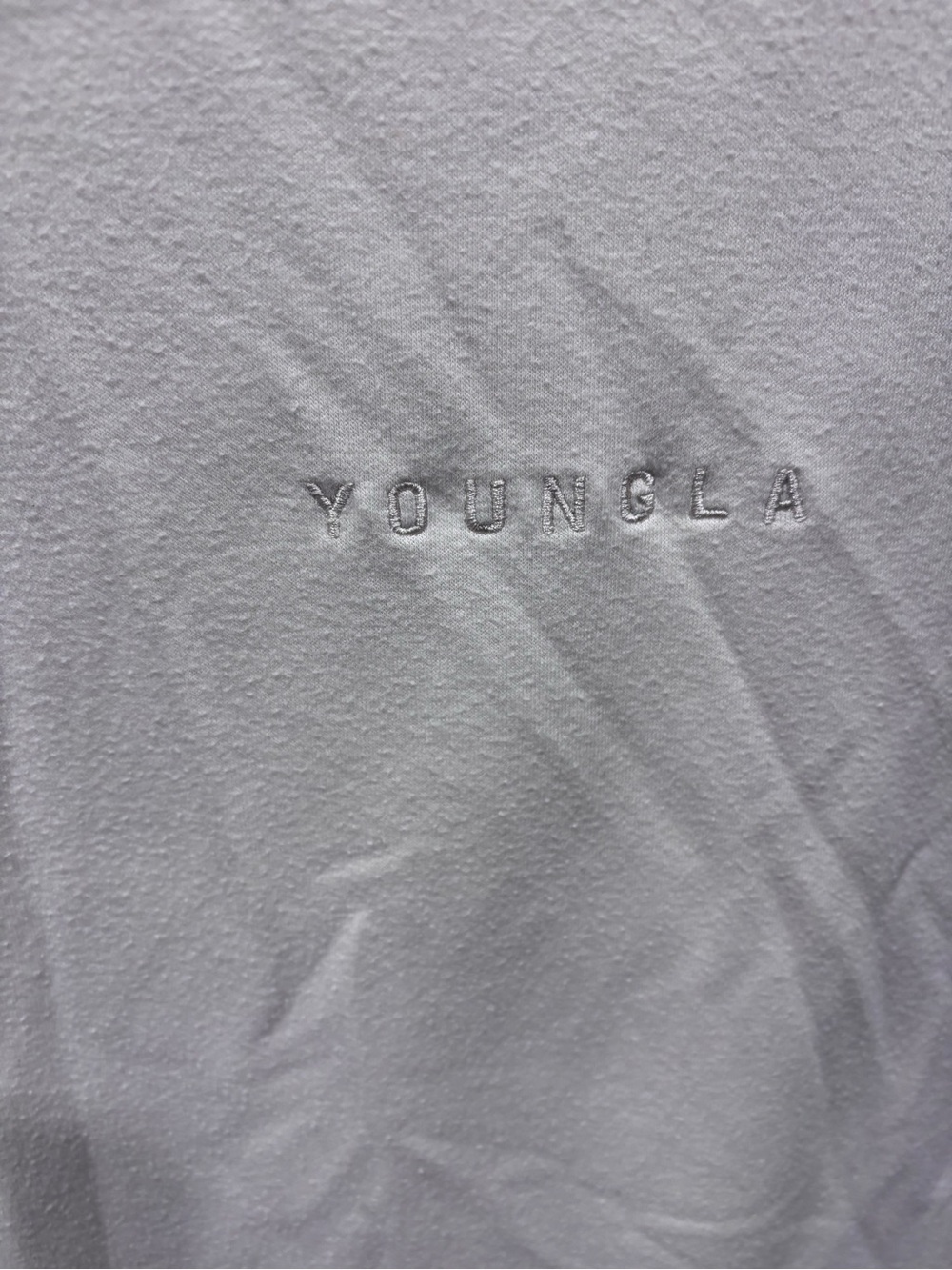 YoungLA Men's White Embroidered Logo T-Shirt